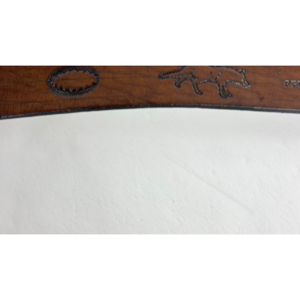 Peru Belt Brown Leather Embossed Celestial Animal Motifs Silver Buckle 58" - Picture 5 of 15